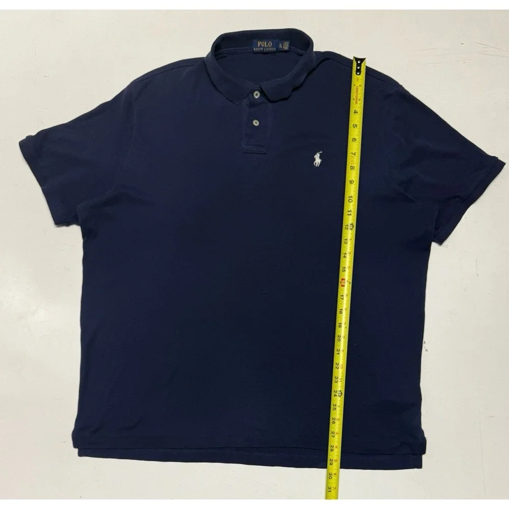 Polo Ralph Lauren Men's XL Navy Blue Short Sleeve Polo Shirt White Pony Cotton